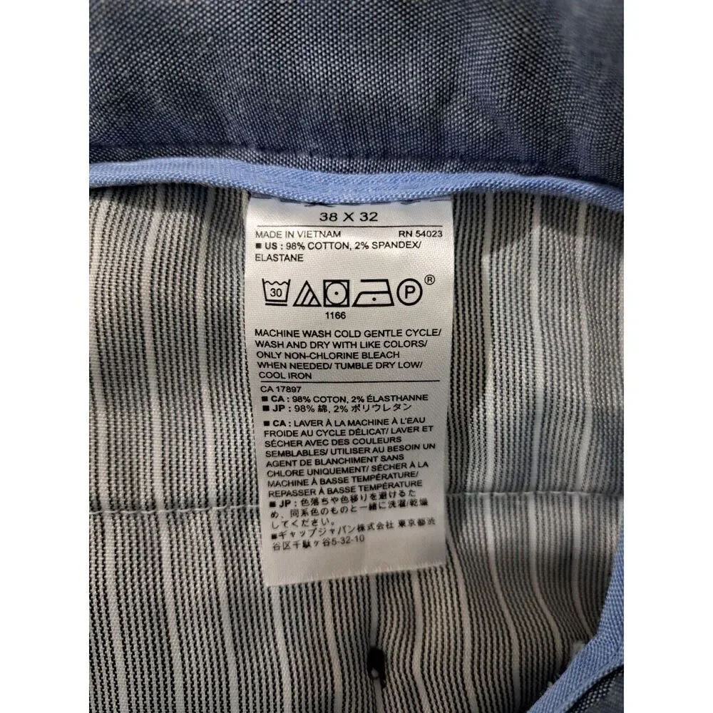 BANANA REPUBLIC Mens 38×32  Casual Cotton Spandex Pin Check Plaid Blue Pants